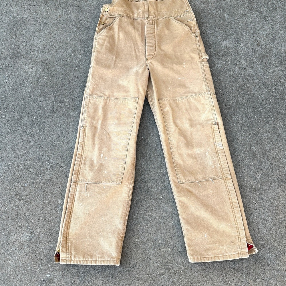 VTG Carhartt Quilted Insulated Duck Bib Overalls Mens 34x34 Double Knee R02 BRN - Picture 5 of 16